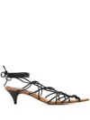 Khaite Arden Lace-up Leather Sandals In Black