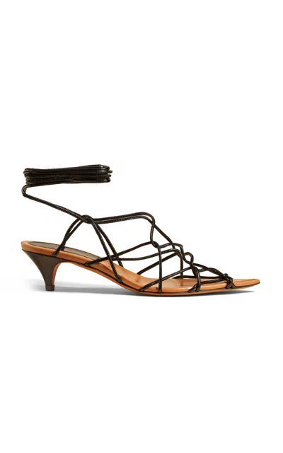 Khaite Arden Lace-up Leather Sandals In Black