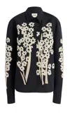 Khaite Argo Floral-embellished Cotton-silk Organza Shirt In Blue
