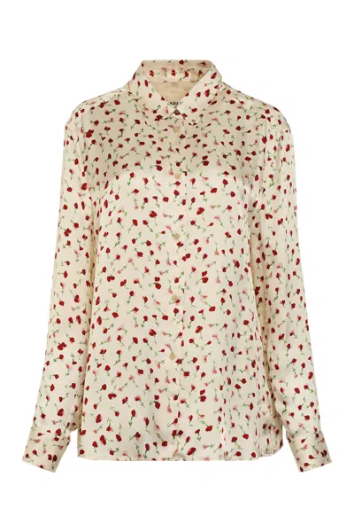 Khaite Argo Printed Silk Shirt In Neutral