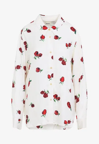 Khaite Argo Raspberry-print Shirt In White