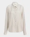 Khaite Argo Stripe Silk Shirt In Neutral