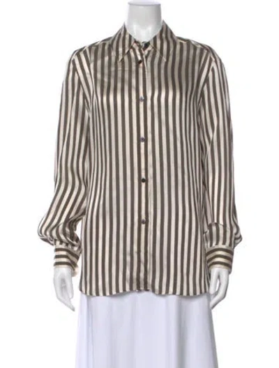 Pre-owned Khaite Argo Striped Blouse In Neutral