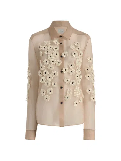 Khaite Argo Floral-embellished Shirt In Neutral