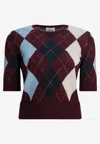 Khaite Argyle Knit Cropped Top In Multi