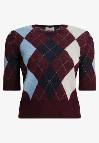 Khaite Argyle Knit Cropped Top In Multi