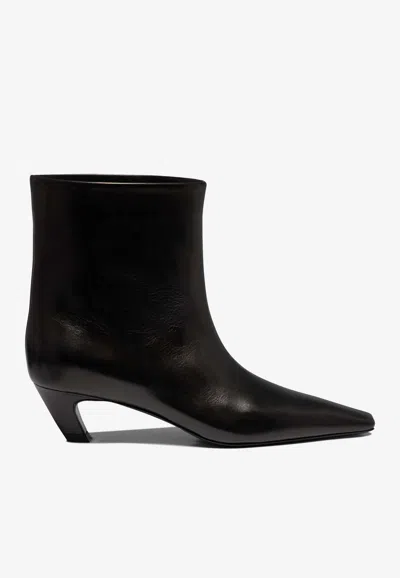 Khaite Arizona 50 Leather Ankle Boots In Black
