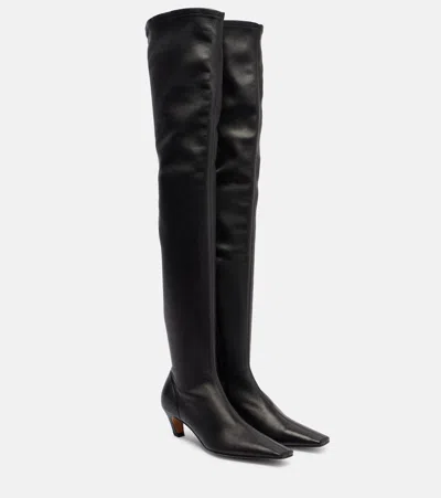 Khaite Arizona 50 Leather Over-the-knee Boots In Black