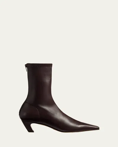 Khaite Arizona Leather Ankle Boots In Burgundy