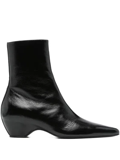 Khaite Arizona Pointed-toe Calf Leather Ankle Boots In Black