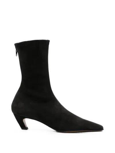 Khaite Arizona Pointed-toe Suede Ankle Boots In Black