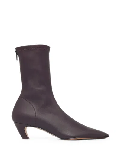 Khaite Arizona Square-toe Ankle Boots In Purple
