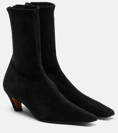 Khaite Arizona Suede Ankle Boots In Black