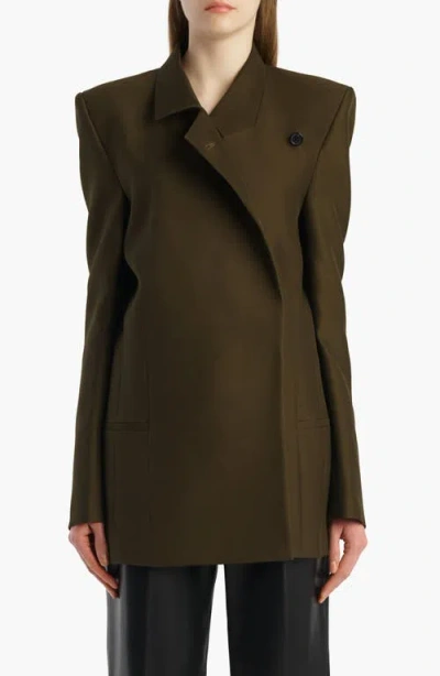 Khaite Silvannah Wool And Silk Cady Blazer In Animal Print