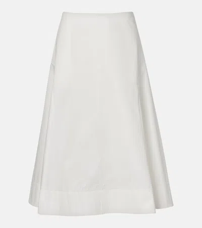 Khaite Artin Paneled Cotton-poplin Midi Skirt In White