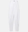 Khaite Ashford Pleated High-rise Tapered Jeans In White