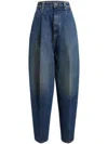 Khaite Ashford Pleated Tapered Jeans In Blue