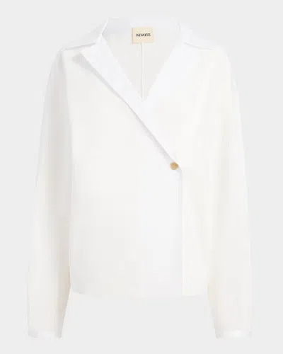 Khaite Ashton Double-breasted Cotton Top In White