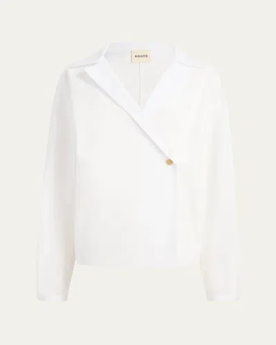 Khaite Ashton Double-breasted Cotton Top In White