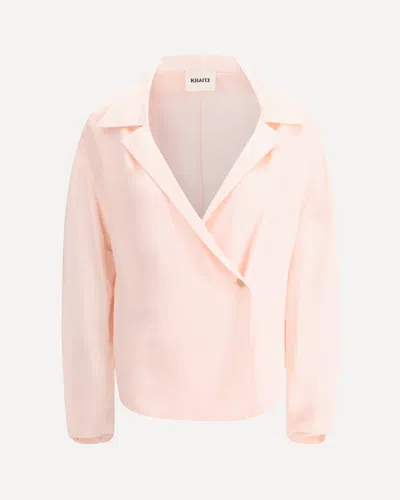 Khaite Silk Shirt With Wide Collar In Pink