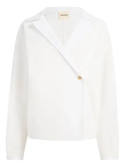 Khaite Ashton Double-breasted Cotton Top In White