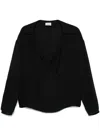 Khaite Ashton Double Breasted Silk Top In Black