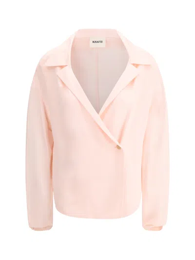 Khaite Silk Shirt With Wide Collar In Pink
