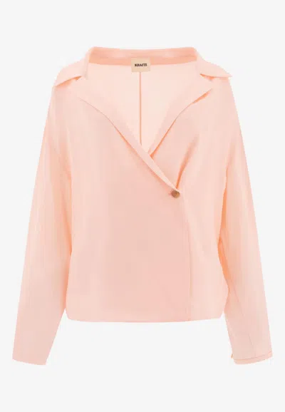 Khaite Ashton Silk Buttoned Top In Pink