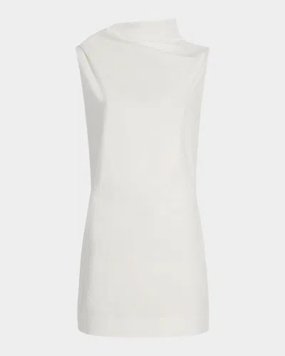 Khaite Astor Draped Cotton Mini Dress In White