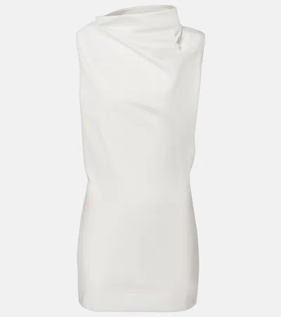 Khaite Astor Draped Cotton Poplin Minidress In Neutral