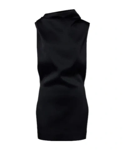 Khaite Astor Draped Crêpe Satin Minidress In Black