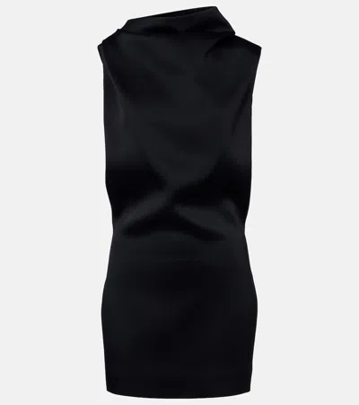 Khaite Astor Draped Crêpe Satin Minidress In Black