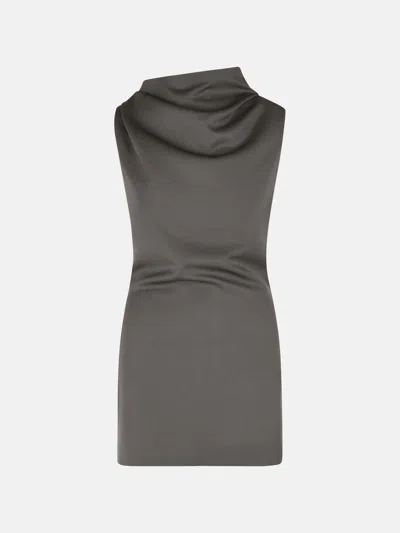 Khaite 'astor' Mini Dress In Brown Virgin Wool In Gray