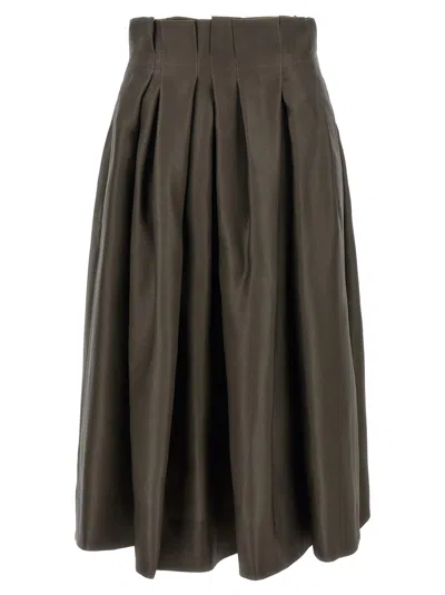 Khaite Pleated Skirt In Brown