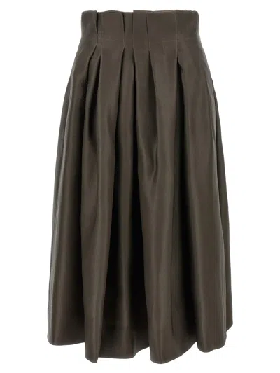 Khaite Pleated Skirt In Brown