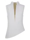 Khaite Asymmetric Funnel-neck Top In White