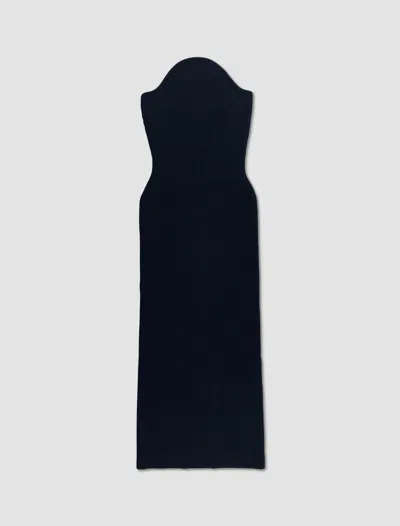 Khaite Asymmetric Neck Midi Dress In Black