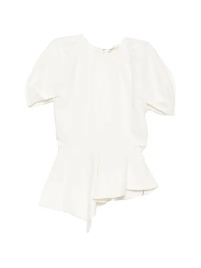 Khaite Asymmetric Peplum Blouse In White