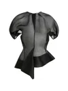 Khaite Semi-transparent Black Top With Asymmetrical Peplum Hem