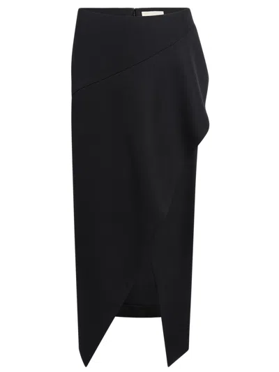Khaite Asymmetrical Flounce Mini Skirt - Size 2 In Black