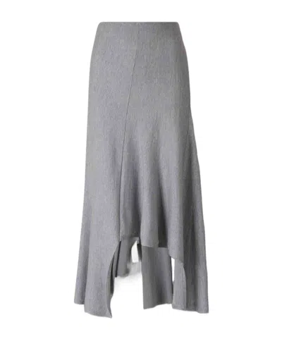 Khaite Asymmetrical Hem Jersey Midi Skirt
