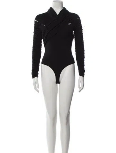 Pre-owned Khaite Asymmetrical Long Sleeve Bodysuit In Black