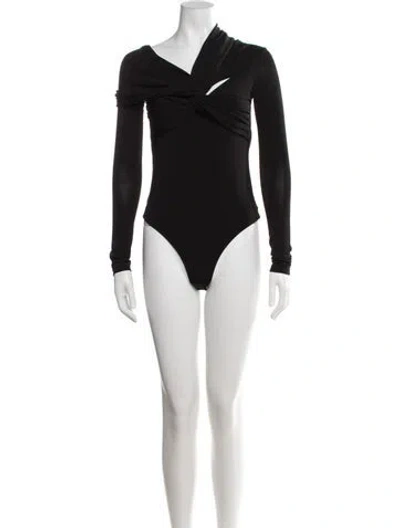 Pre-owned Khaite Asymmetrical Long Sleeve Bodysuit In Black
