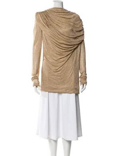 Pre-owned Khaite Asymmetrical Long Sleeve Top W/ Tags In Gold