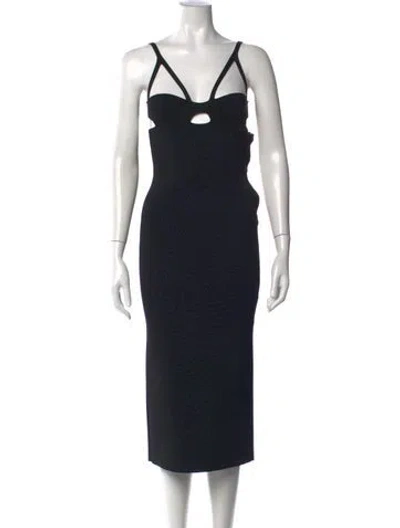 Pre-owned Khaite Asymmetrical Midi Length Dress In Black