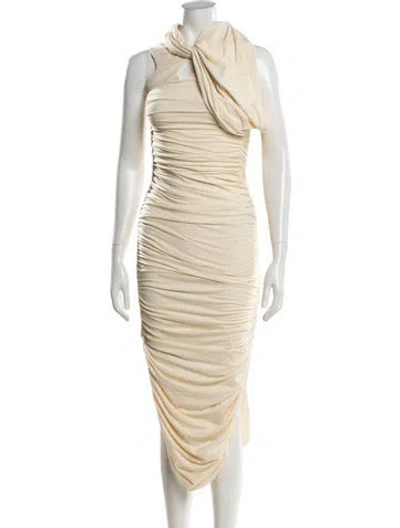 Pre-owned Khaite Asymmetrical Midi Length Dress W/ Tags In Neutrals