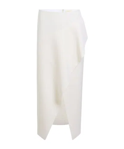 Khaite Asymmetrical Midi Skirt In White