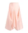 Khaite Sawyer Asymmetric Draped Silk-taffeta Midi Skirt In Pink