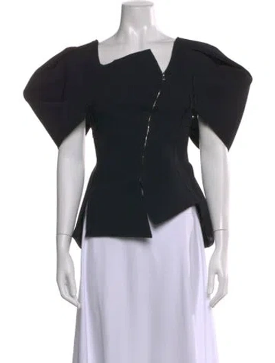Pre-owned Khaite Asymmetrical Short Sleeve Top In Black