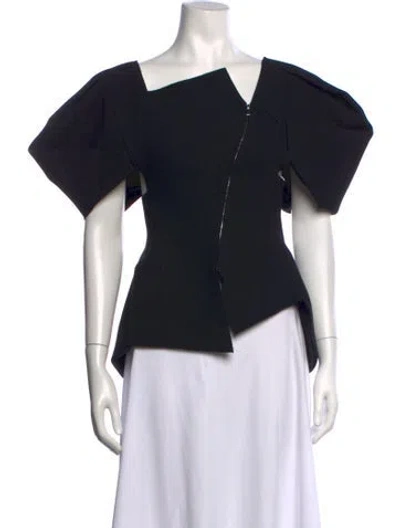 Pre-owned Khaite Asymmetrical Short Sleeve Top In Black